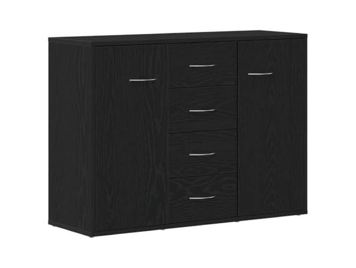 GHVBNMF Sideboard Schwarz Eiche 88x30x64 cm Kommode mit 4 Schubladen Vielseitige Anrichte für Wohnzimmer und Flur mit 4 Schubladen sowie 2 Türen für geordnete Aufbewahrung im Haushalt.