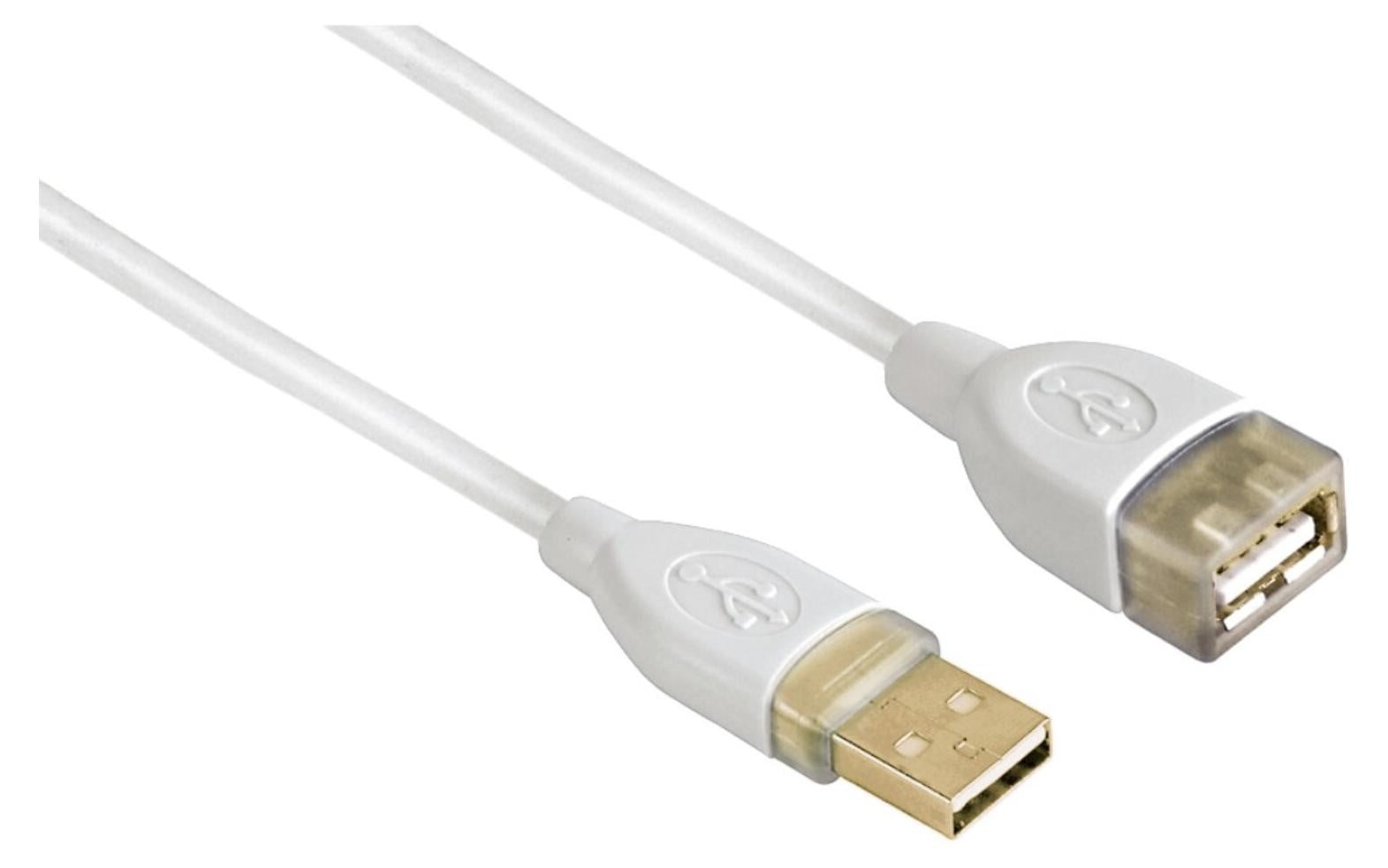 Hama 78466 USB-datakabel wit, 3 meter, 1 x USB Type A naar 1 x USB Type A
