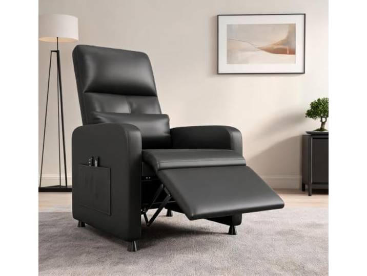 GarveeMore Elektrischer Relaxsessel mit 4-Punkt Massage und Heizung 4-Punkt Massage Heizfunktion Elektrisch verstellbar PU Leder Für Fernsehabend