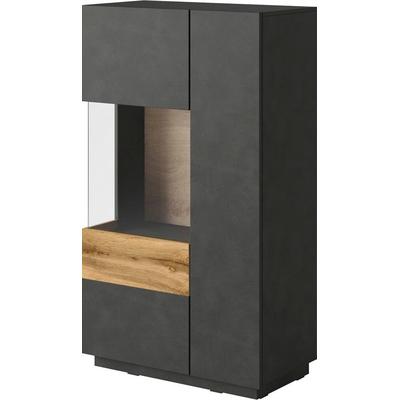 Vitrine OTTO HOME "SILKE", grau (anthrazit matera, votaneichefarben), B:80cm H:138,5cm T:40cm, Schränke, Vitrine, Höhe 138,5 cm