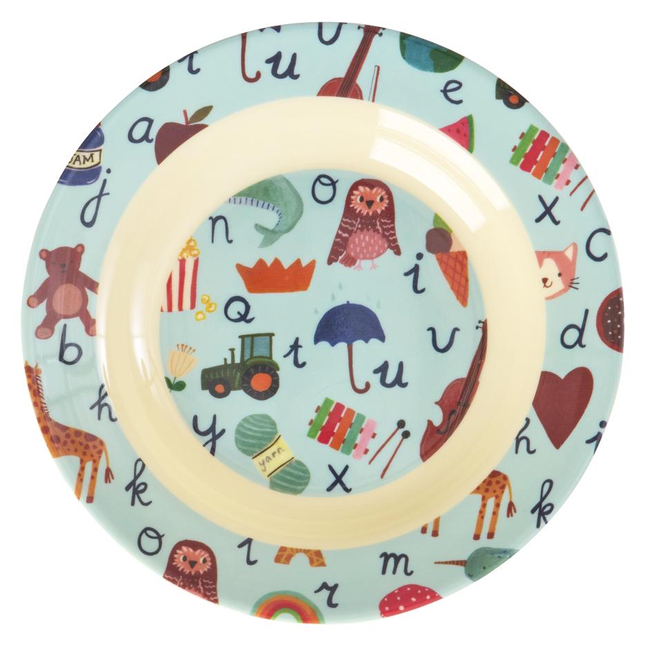 Rice - Melamine Kids Bowl with Blue ABC Print - Blue - 250 ml (KIBOW-ABC)