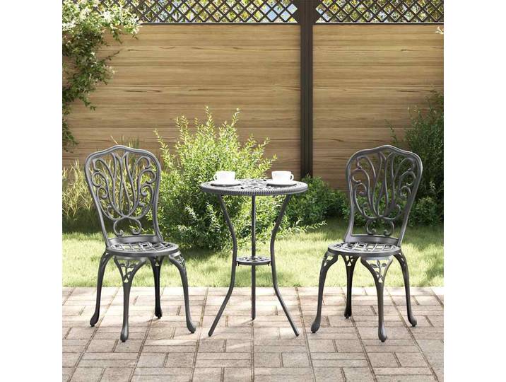 vidaXL Garten Bistro Set 3 stk. Schwarz Aluminium