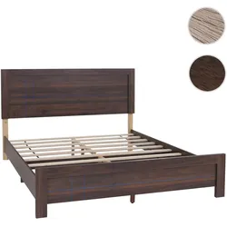 Queen Size Bett HWC-P44, Doppelbett Bettgestell mit Lattenrost, 160x200cm ~ Walnuss-Optik