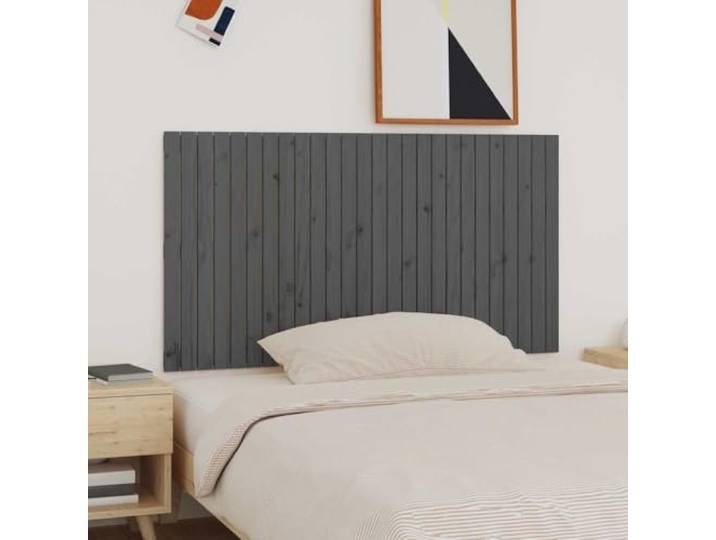 Das Kopfteil des Bettes grau 166x3x90 cm aus massivem Kiefernholz, Wandmontage und bietet eine perfekte Rückenstütze beim Lesen oder Fernsehen.