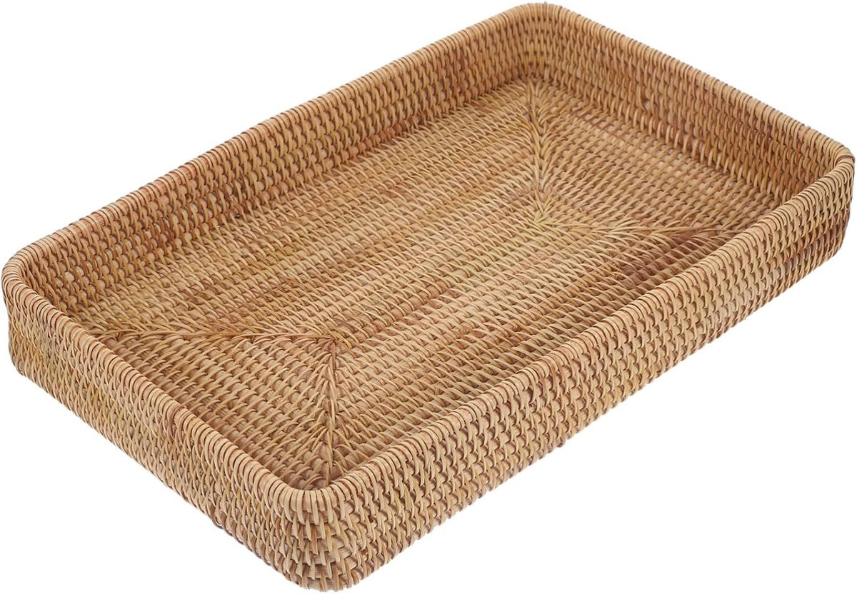 Rieten Dienblad Handgeweven Natuurlijk Bohemian Stijl B: 37,5 cm, D: 23,5 cm