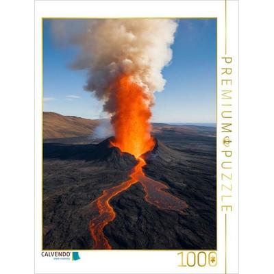 CALVENDO Puzzle Vulkanlandschaft mit ausbrechendem Vulkan | 1000 Teile Lege-Größe 64x48cm Foto-Puzzle für glückliche Stunden