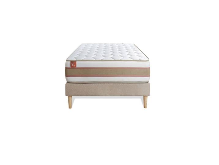 Lit le délicat 90 x 190 cm sommier en tissu beige brun 90x190 cm