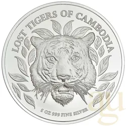5 Unzen Silbermünze Kambodscha Lost Tigers 2022