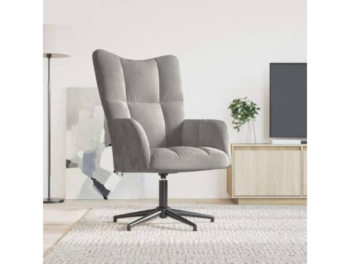 NLQMSU Relaxsessel, Velours, Hellgrau, 360 Grad drehbar Robuster Stahlrahmen, stabile gekreuzte Füße, bequemer dicker Schaumstoff, maximale Belastung 110 kg, modernes Design