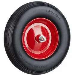 Relaxdays 4 x Schubkarrenrad Vollgummi schwarz-rot Rot,Schwarz