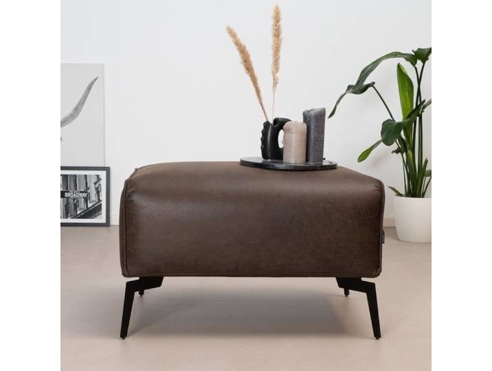 Livin24 Pouf éco-cuir Vegas marron