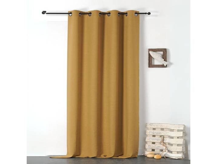 Rideau en 100% lin libeccio jaune curry 135x255 cm
