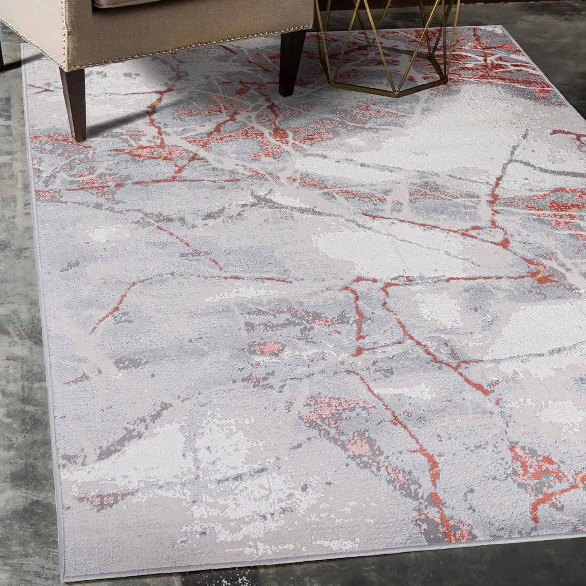 Abstract Marmer Patroon Vloerkleed Grijs Modern Polypropyleen 200x300 cm