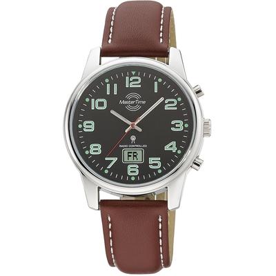 Funkuhr MASTER TIME "Super Power", braun (cognacfarben, schwarz), Armbanduhren, Herren, Funkuhr, Armbanduhr, Quarzuhr, Herrenuhr, Datum, Leuchtzeiger, Lederarmband