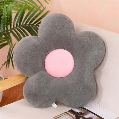 Uplifted Goods Soft Five Petal Flower Cushion grey 11.81in X 2.36in