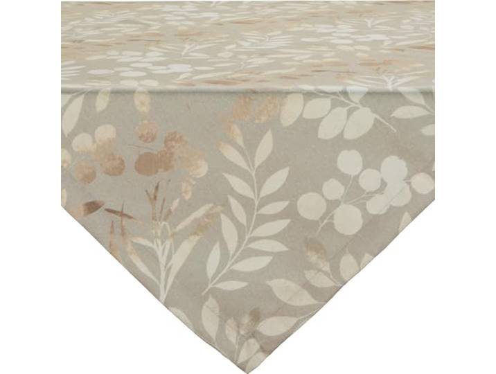 Erwin Müller Mitteldecke Blätter beige Größe 110x110 cm - pflegeleicht, strapazierfähig, integrierter Fleckschutz für einfache Reinigung