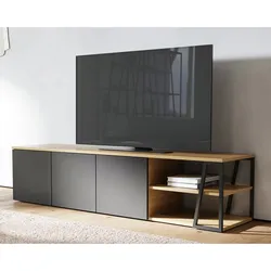TemaHome »Albi« Lowboard Schwarz mit Eiche 190x45x45 cm