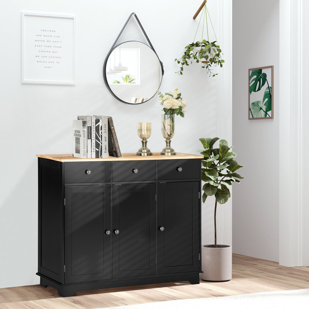 ClassicLiving HOMCOM Sideboard Buffet Cabinet with Drawers Black 85cm H X 101cm W X 40cm D