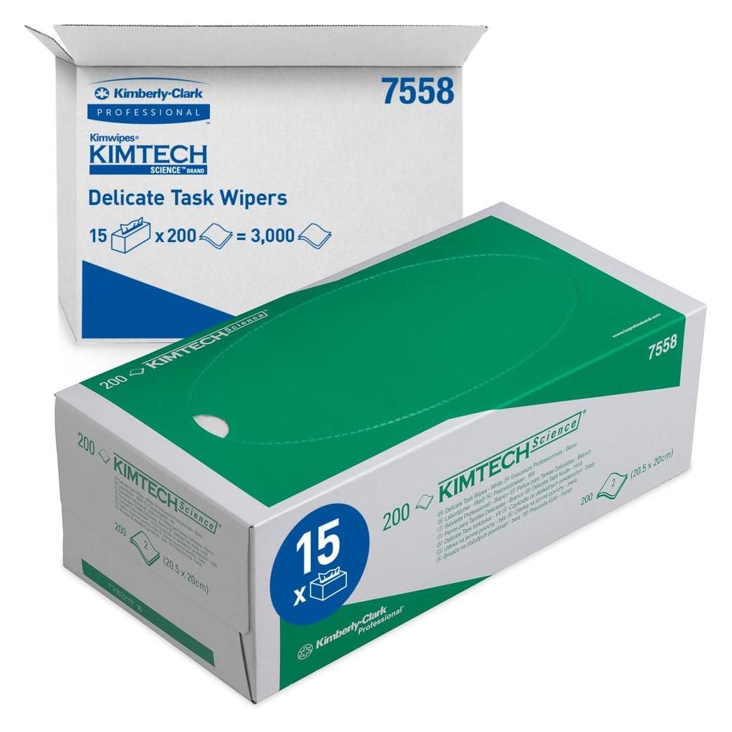 Kimberly-Clark Clark 7558 KIMTECH SCIENCE Labortücher 3000 Stück Präzisionstücher, 2 Lagig, 15 Boxen x 20 (7558)