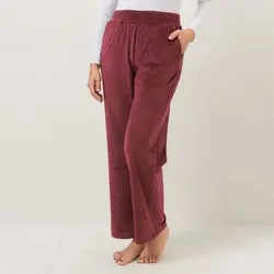 MONT CHALET Damen-Hose uni gerades Bein Mikrofaser Samtfell Taschen