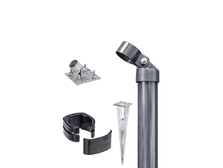 Alberts 602550 Zauneck-Set für Schweißgitter Fix-Clip Pro® zinkphosphatiert anthrazit-metallic Einschlag-Bodenhülse Zaunhöhe 810 mm