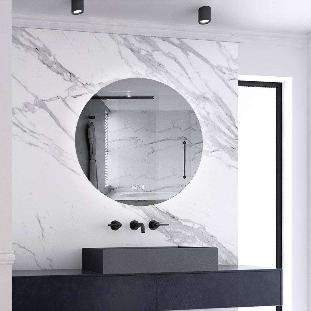 Ivy Bronx Chilyn Round Wall Mirror Set White 60 x 60cm