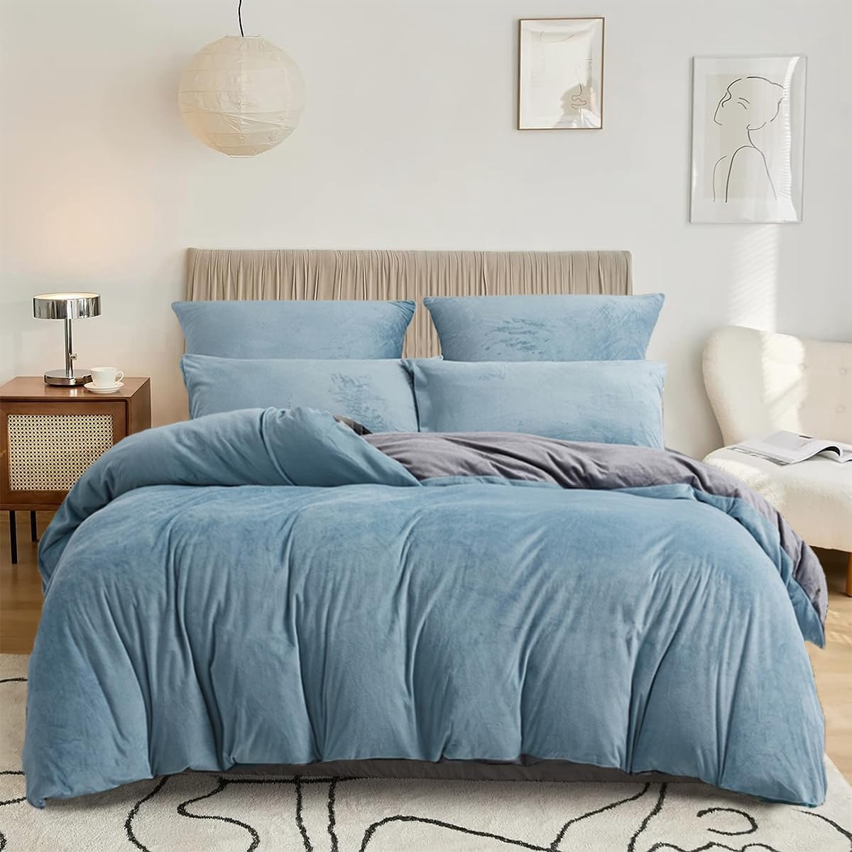 Warm Flanellen Dekbedovertrek Set met Hoeslopen, 135 x 200 cm