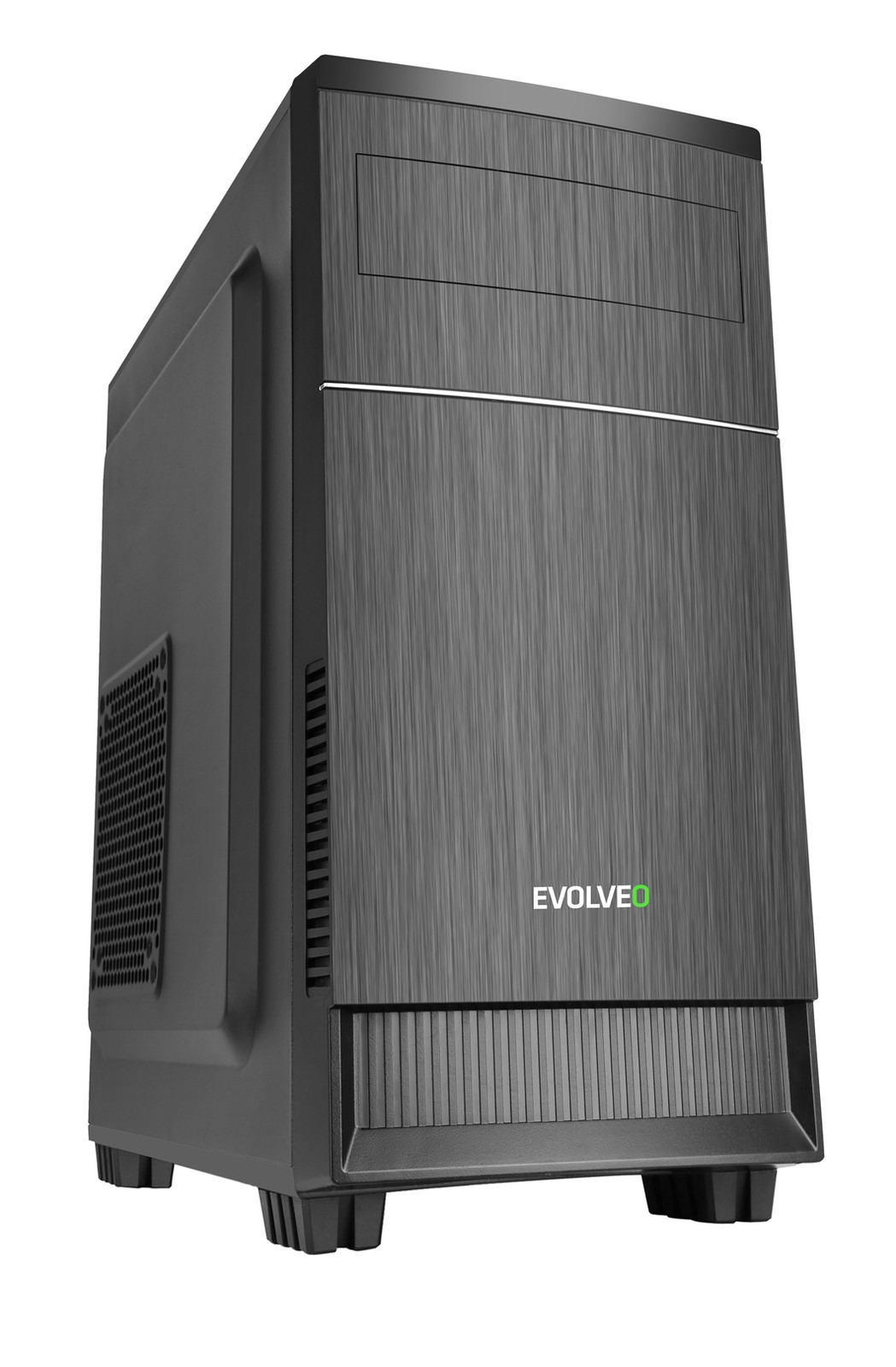 Evolveo M1 mATX computerbehuizing met 2x USB 2.0, 1x USB 3.0 en LED-ventilatoren, zwart