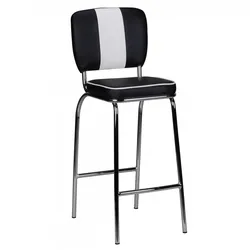 BARHOCKER Retro 50er Jahre Dinerstil Weiß, Schwarz 40x38x110 cm