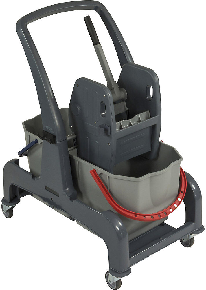 Reinigungswagen CombiX, 2 x 25-l-Eimer, mit Schubbügel und Mopp-Presse Sprintus