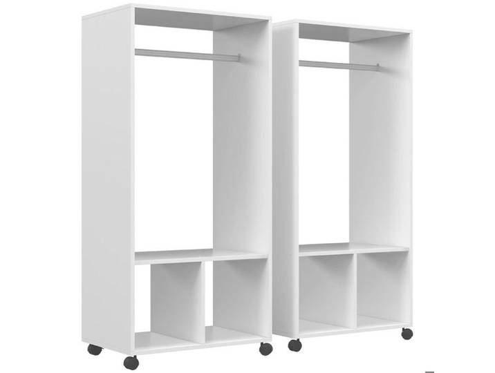 Lot de 2 portants à vêtements - HOMCOM - Bois - 60x40x128cm - Blanc