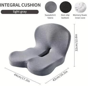 Uplifted Finds Integral Memory Foam Seat & Lumbar Support High Performance Ergonomic Office & Car Cushion light Grey
