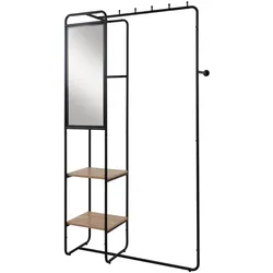 KOMPAKTGARDEROBE schwarz Metall 100 cm, Garderobe mit Spiegel