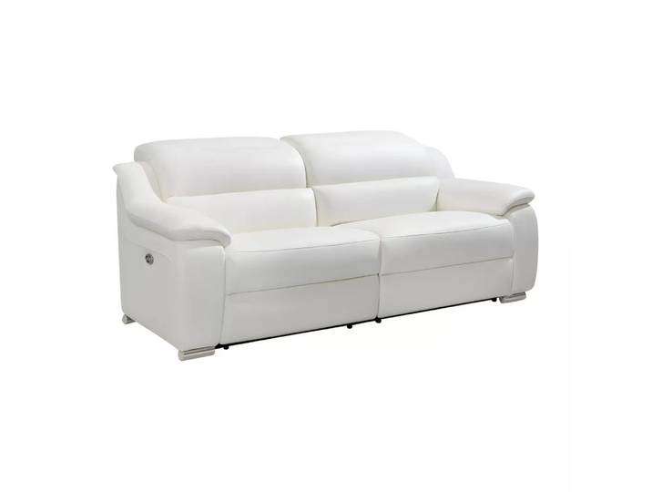 Vente-unique - Relaxsofa elektrisch 3Sitzer ARENA III Leder Elfenbeinfarben, One Size, Weiss