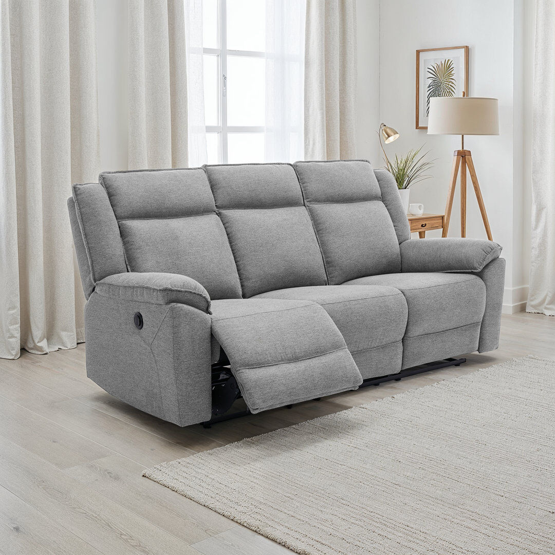 Latitude Run Beola Electric Reclining Linen Sofa Grey 3