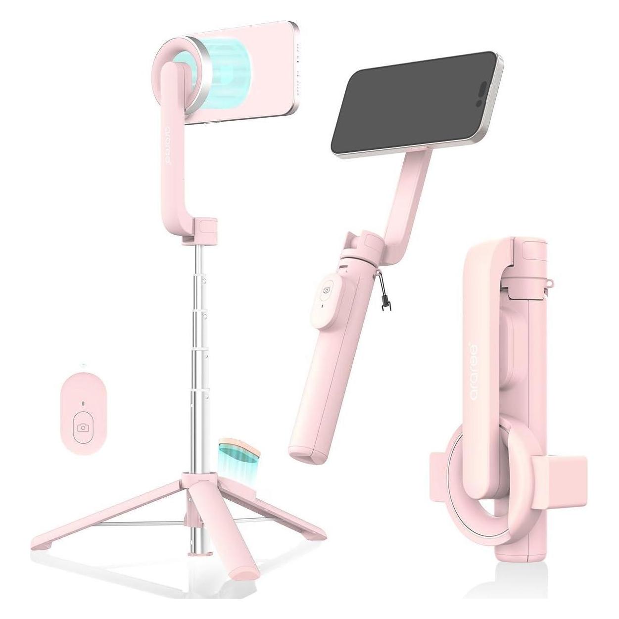 Araree Selfie Stick Bluetooth Magfie Pod różowy/pink MagSafe Tripod AR60-01727D (AR60-01727D)