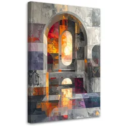 WANDBILD, Moderne 3D Abstrakt in Industriegrau