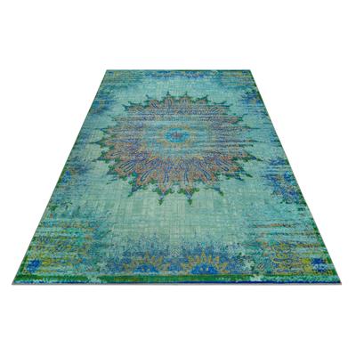 Teppich WECON HOME "Rooftop", grün, B:160cm H:6mm L:230cm, Baumwolle, Teppiche, Teppich, Vintage, Baumwolle, Kurzflor, Wohnzimmer, Schlafzimmer, Orient