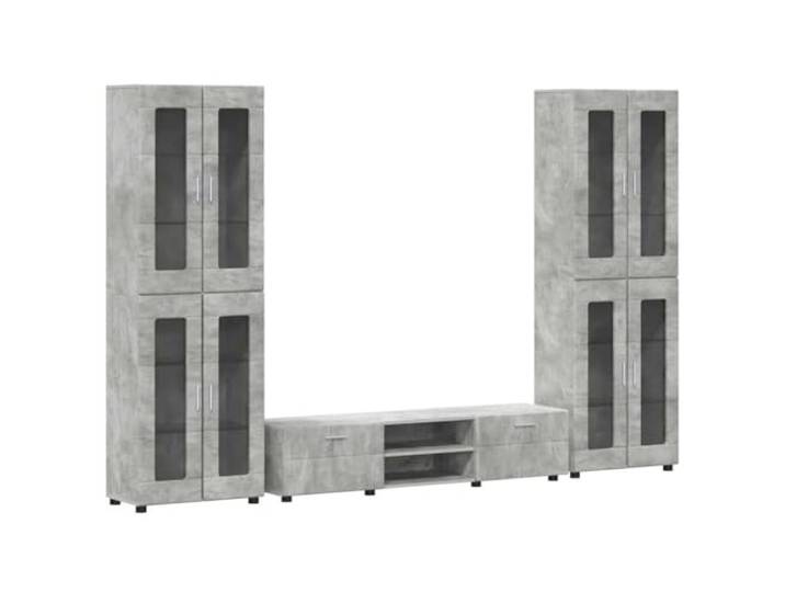 RJPLMFV TV-Möbel Florin, 3-teilig, Grau, Beton, Holz, Technik Schlichtes Design, matte Oberfläche, geräumige Fächer, Verwendung im Innenbereich, einfache Reinigung
