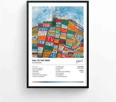 Inspire Picks Radiohead The Bends Album Cover Poster Retro Rock Music Wall Art Canvas 2 40x50cm No Frame