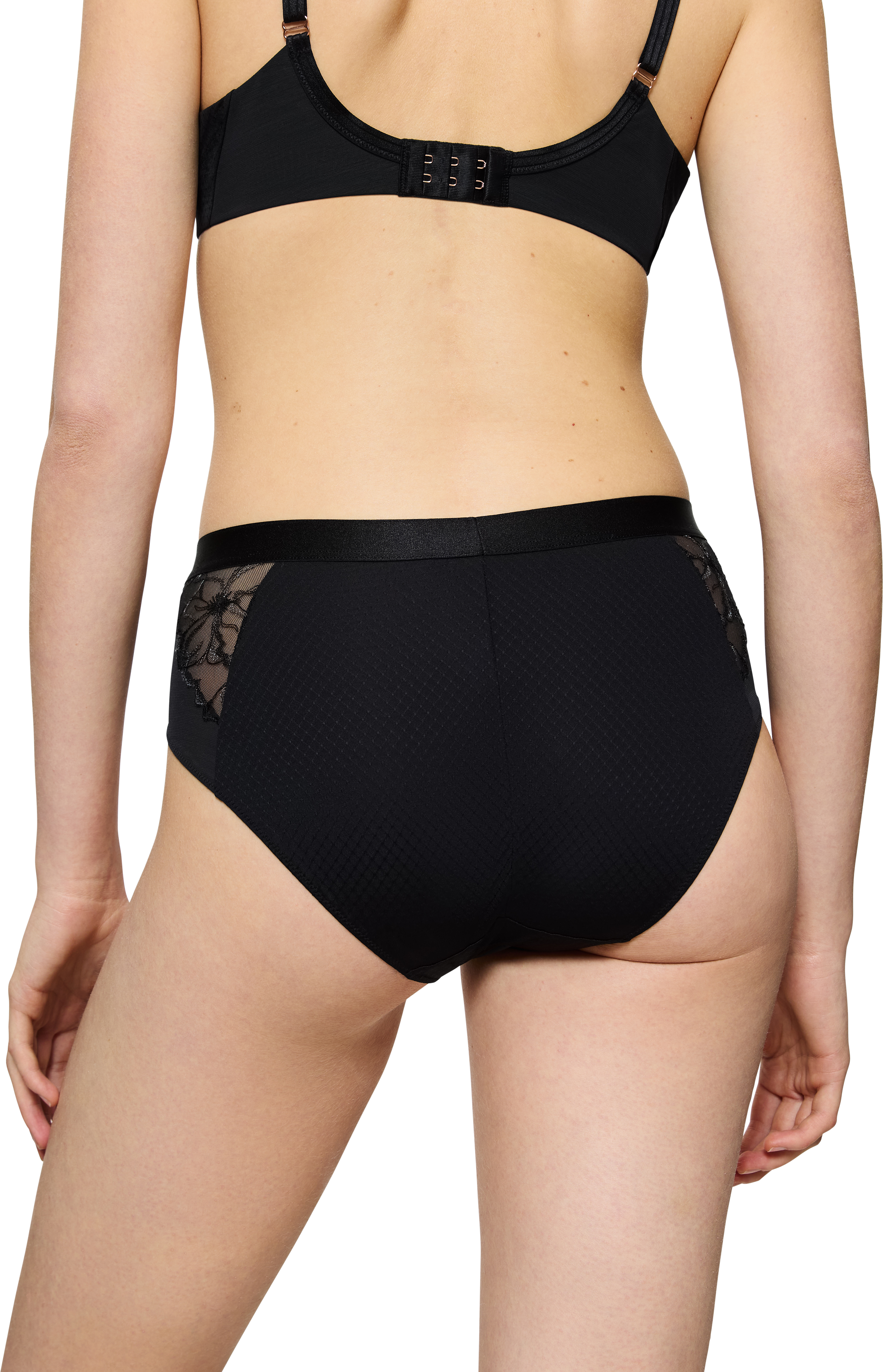 Maxislip TRIUMPH "Wild Azalea Florale", Damen, Gr. 40, Microtouch, schwarz, Microtouch, Obermaterial: 84% Polyamid, 16% Elasthan. Spitze: 100% Polyester, bestickt, unifarben, körpernah, Unterhosen Maxislip, Spitze, hochgeschnitten, Satin-Einfassung, elast