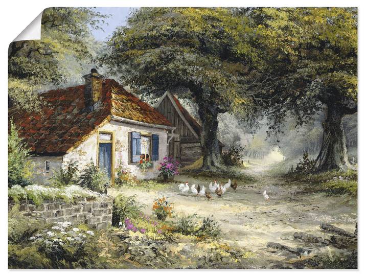 Wandbild ARTLAND Märchenhaftes Ferienhaus , grün (farbe bild(er): grün), B:40cm H:30cm, Bilder, Wandbild, als Leinwandbild, Poster in verschied. Grössen