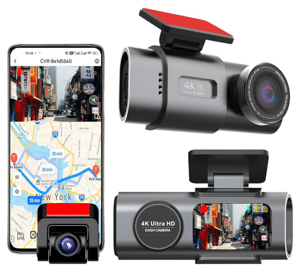 Selius Dashcam voor auto met 4K beeldkwaliteit, dual lens en WiFi
