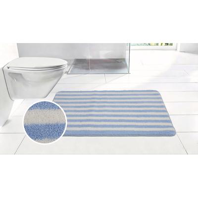 Badematte OTTO HOME "Streifen, Jannika, Badvorleger, Badezimmer Teppich", blau (blau, weiß), H:12mm, Polyester, Badematten, Badematte, Scandi, modern, gestreift, Badteppich, Badematten
