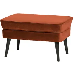 Hocker Rocco Samt, modern gepolstert, rostrot, 4-Fuß-Gestell aus Buche, bequem für drinnen