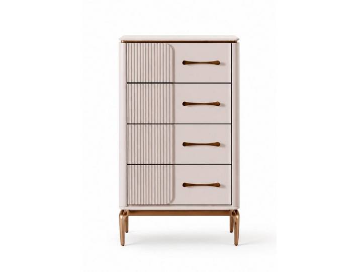 Xlmoebel Schubkastenkommode Elegante Kommode mit minimalistischen vertikalen Rillen in Beige (Kommode, 4 Schubladen), Made in Europa