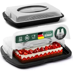 Novaliv Kuchen-Transportbox 2er Set Rechteckig Aufbewahrungsboxen mit Deckel Torte Kuchen Dessert, Party-Box Container Tortentransportbox Tortenbehälter Transport Behälter Box Haube Partyset