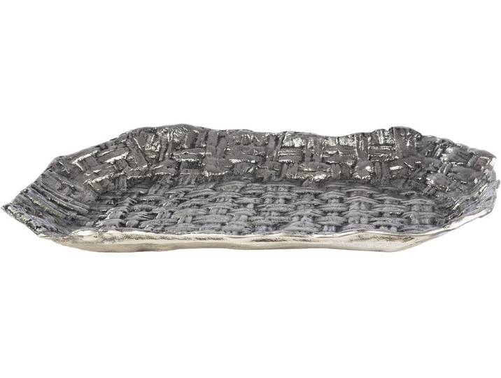 Schale GILDE Schale, rechteckig, Tecido , gewebt, Aluminium , silberfarben, B:46cm H:5cm T:27cm, Aluminium, Schüsseln, Schale, Schale, Tecido, Dekoschale, Tischdekoration, Design