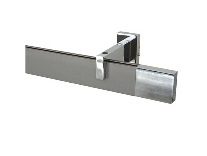 Garesa Gardinenstange Flat 40 x 15mm, 1-läufig, Profil vernickelt/Zubehör verchromt I Vorhangstange inkl. Gleiter I Endkopf ohne Rillen I Wandmontage I 440cm