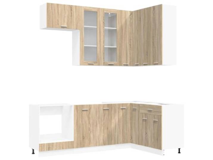 IBUQDDV Kücheneinheit Lyon 8 STK. Sonoma-Eiche Holzwerkstoff Kochgeschirr, Geschirr, tägliche Utensilien, Regale, Fächer, Schubladen, feuchtes Tuch